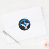 Zwart-witte katten ronde sticker (Envelop)