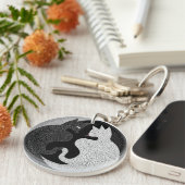 Zwart-witte katten sleutelhanger (Voorkant Rechts)