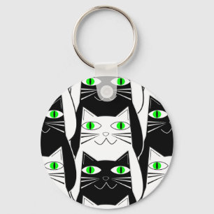 Zwart-witte katten sleutelhanger
