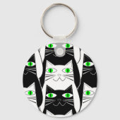 Zwart-witte katten sleutelhanger (Achterkant)