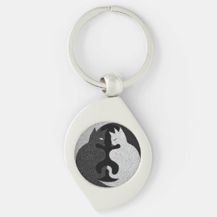 Zwart-witte katten sleutelhanger