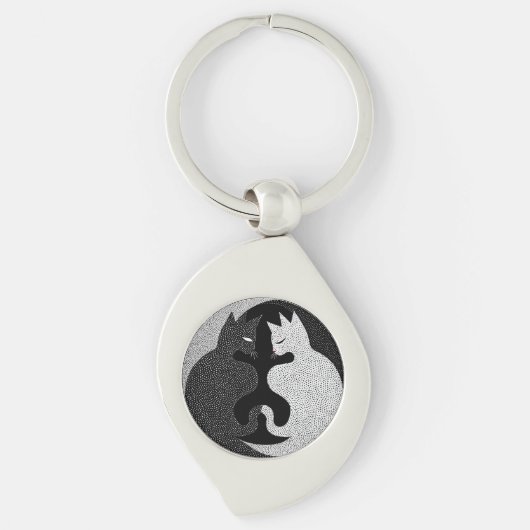 Zwart-witte katten sleutelhanger (Voorkant)