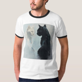 Zwart-witte katten Stare Ringer T-shirt