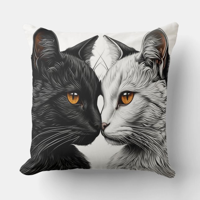 Zwart-witte katten tegenover elkaar kussen (Voorkant)