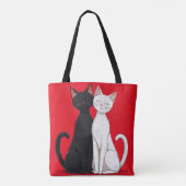 Zwart-witte katten tote bag (Achterkant)