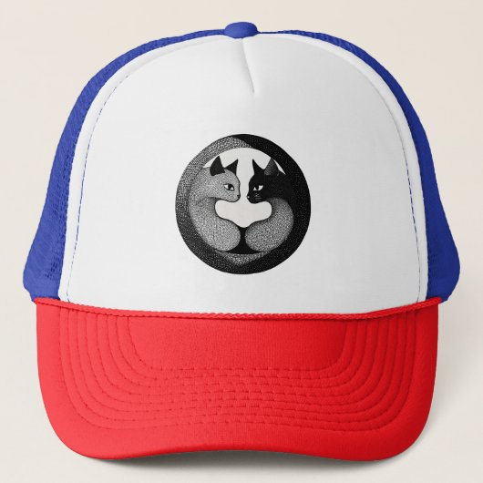 Zwart-witte katten trucker pet (Voorkant)