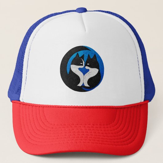 Zwart-witte katten trucker pet (Voorkant)