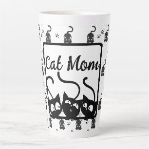 Zwart-Witte Kattenmoeder Latte Mok