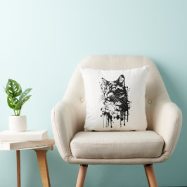 Zwart-Witte Kattenspats Kussen