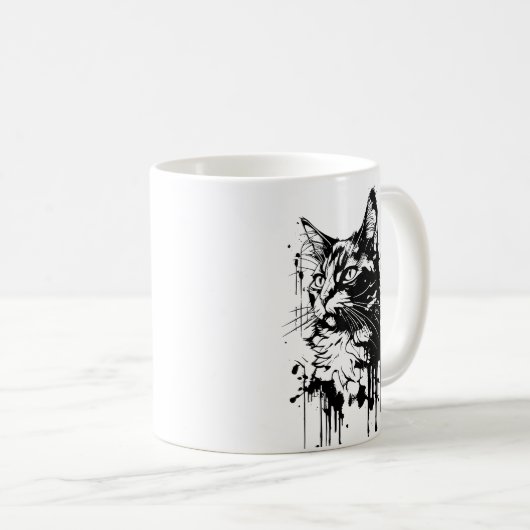 Zwart-Witte Kattenspetters Koffiemok (Voorkant rechts)