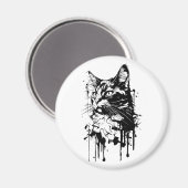 Zwart-Witte Kattenspetters Magneet (Voorkant / Achterkant)