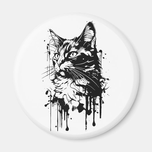 Zwart-Witte Kattenspetters Magneet (Voorkant)