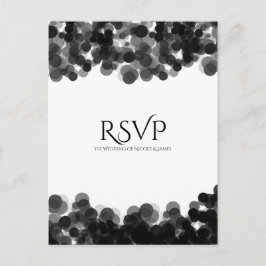 Zwart & Witte Kaviar Stippen Moderne Trouw RSVP Uitnodiging Briefkaart