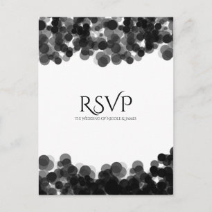 Zwart & Witte Kaviar Stippen Moderne Trouw RSVP Uitnodiging Briefkaart