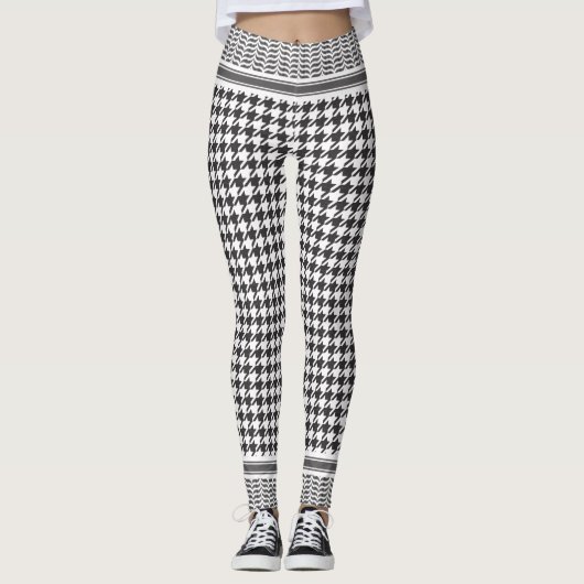 Zwart-witte Keffiyeh Leggings (Voorkant)