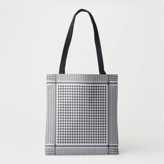 Zwart-witte Keffiyeh Tote Bag (Voorkant)