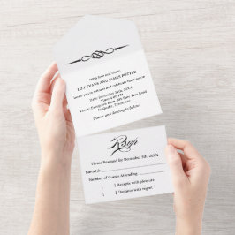 Zwart Witte Keltische Knoop Pijl Trouwdag All In One Uitnodiging