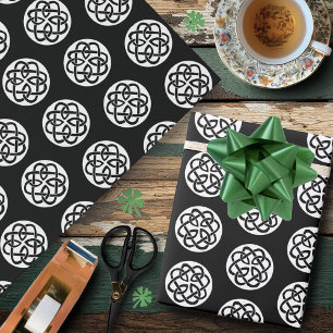 Zwart Witte Keltische Knoopwerk Cirkel Symbool Cadeaupapier