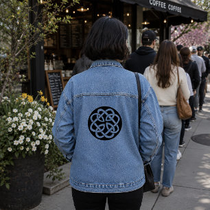 Zwart Witte Keltische Knoopwerk Cirkel Symbool Denim Jacket