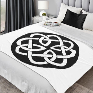 Zwart Witte Keltische Knoopwerk Cirkel Symbool Fleece Deken