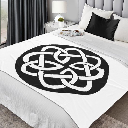 Zwart Witte Keltische Knoopwerk Cirkel Symbool Fleece Deken