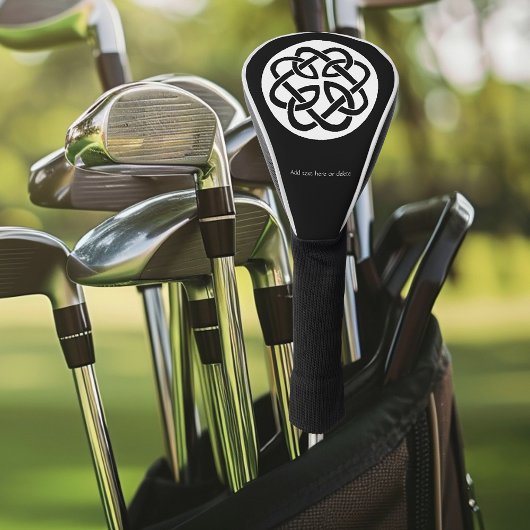 Zwart Witte Keltische Knoopwerk Cirkel Symbool Golfheadcover