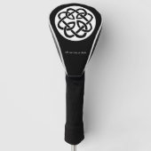 Zwart Witte Keltische Knoopwerk Cirkel Symbool Golfheadcover (Voorkant)