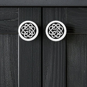 Zwart Witte Keltische Knoopwerk Cirkel Symbool Keramische Knop