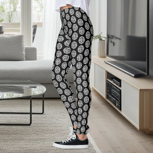 Zwart Witte Keltische Knoopwerk Cirkel Symbool Leggings