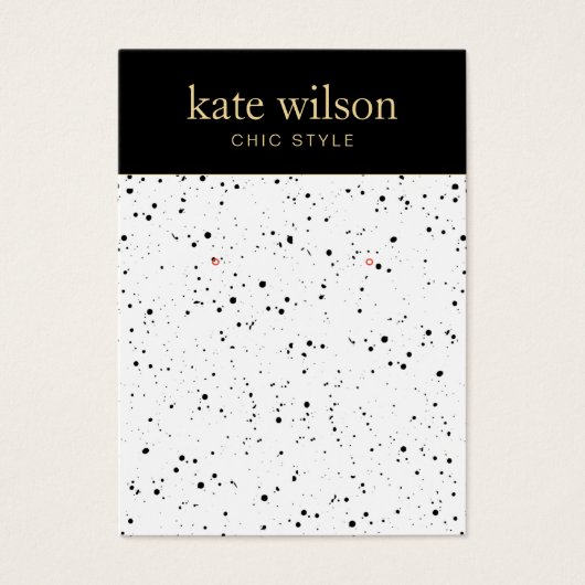 Zwart witte keramische draagkaart visitekaartje (Voorkant)