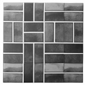 Zwart-witte keramische tegels zien er patroon uit tegeltje (Voorkant)