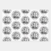 Zwart-witte kerst, lepel en foto inpakpapier vel (Voorkant)