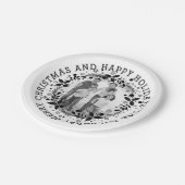 Zwart-witte kerst, lepel en foto papieren bordje (Gekanteld)