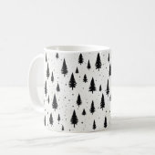 Zwart-Witte Kerstbomen Koffiemok (Voorkant links)