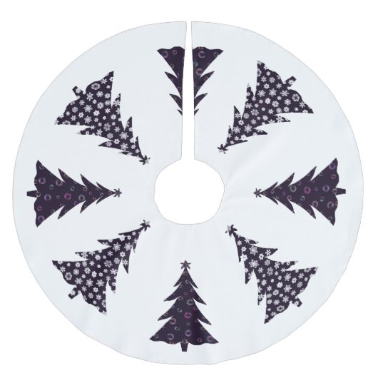 Zwart-witte kerstbomen met sneeuw en bubbels kerstboom rok (Voorkant)