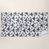 Zwart Witte Kerstboom Abstract Patroon Strandlaken (Voorkant)