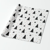 Zwart-witte kerstboom cadeaupapier (Uitgerold)