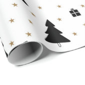 Zwart-witte kerstboom cadeaupapier (Rol Hoek)