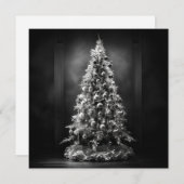 Zwart-witte kerstboom kerstkaart (Voorkant / Achterkant)
