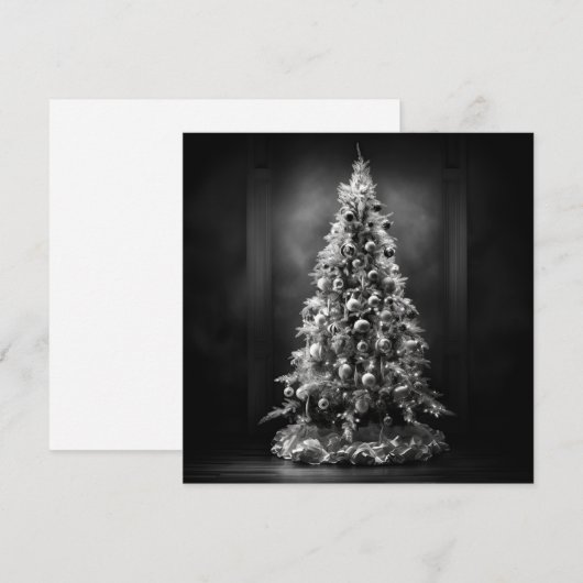 Zwart-witte kerstboom kerstkaart (Voorkant / Achterkant)