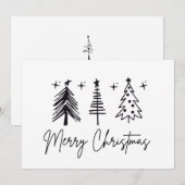 Zwart Witte Kerstboom Kerstkaart (Voorkant / Achterkant)