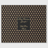 Zwart-witte kerstboompatroonpatronen cadeaupapier (Vlak)