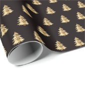 Zwart-witte kerstboompatroonpatronen cadeaupapier (Rol Hoek)