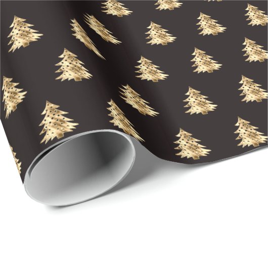 Zwart-witte kerstboompatroonpatronen cadeaupapier (Rol Hoek)