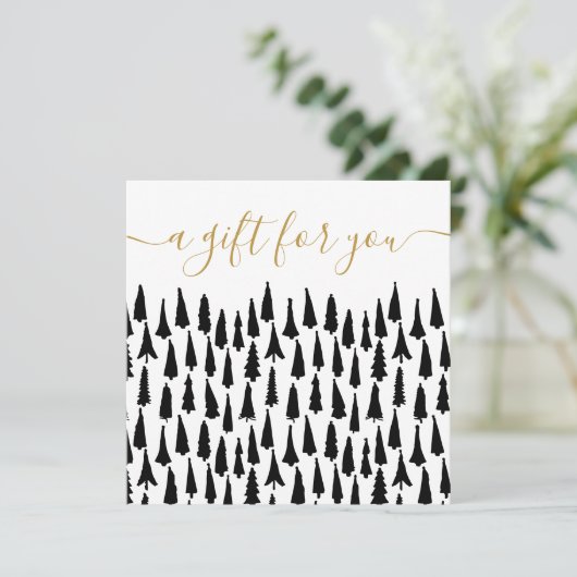 Zwart Witte Kerstcadeaubon (Staand voorkant)