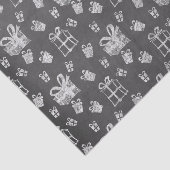 Zwart-witte kerstcadeautjes, alkbordjes tissuepapier (Detail)