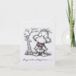 Zwart-Witte Kerstgans Notitiekaartje