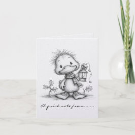 Zwart-Witte Kerstgans Notitiekaartje