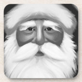 Zwart-witte Kerstman  Bier Onderzetter (Voorkant)