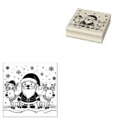 Zwart-witte Kerstman met rendieren Rubberstempel (Gestempeld)
